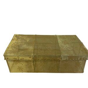 Decorative Gold Fabric-Covered Rectangular Box With Snowflake‎ Pattern